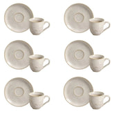 Jogo 6 Xícaras de Café com Píres Bio Latte Off White 120ml - Ela Decora